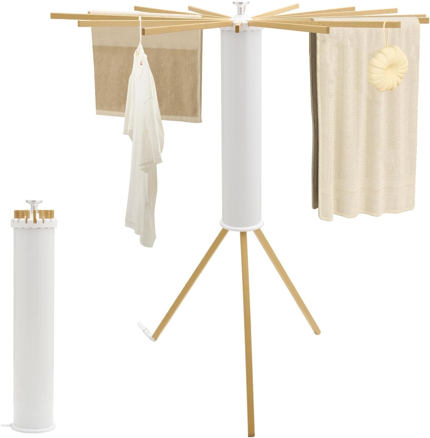 61DkpcN0AjL._AC_SL1500_.jpg Freestanding Tripod Folding Drying Rack Balcony - Image 1