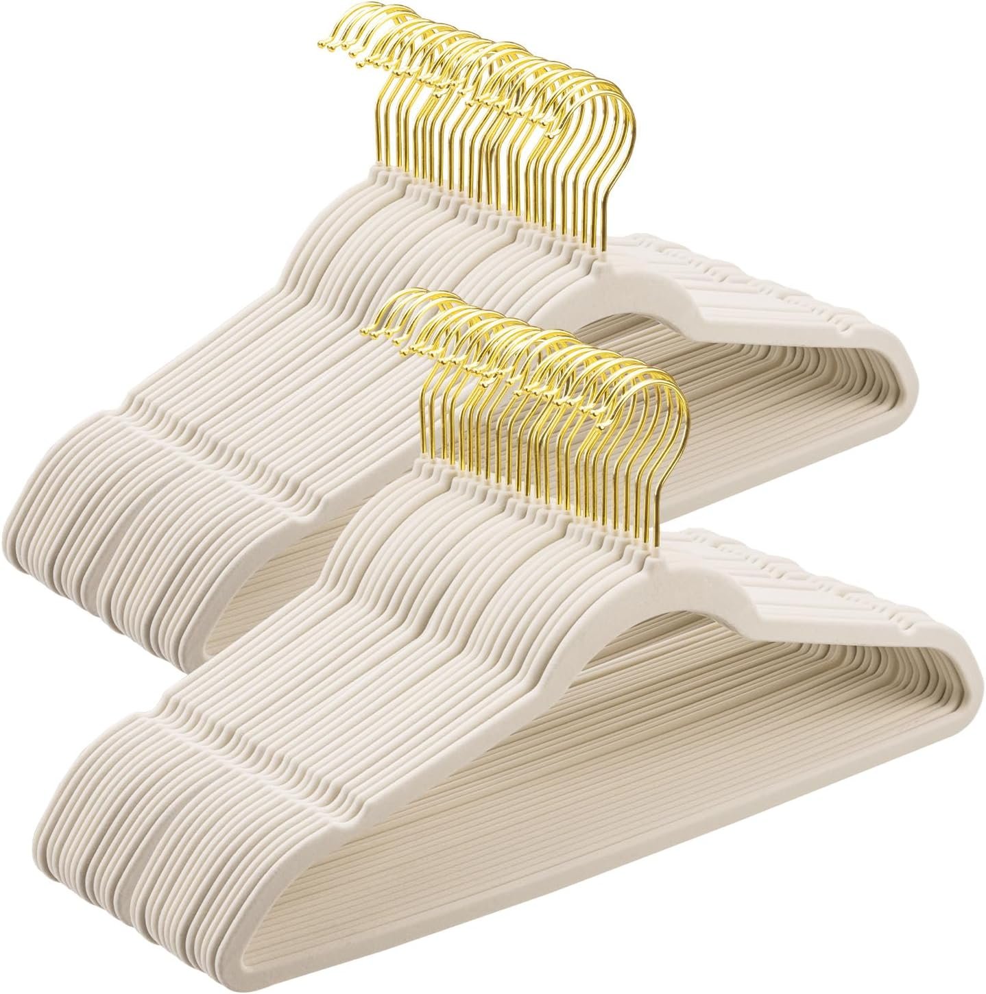 710Dwj3bHHL._AC_SL1500_.jpg Heavy Duty Flocked Hanger Non Slip Gold Hook - Image 1