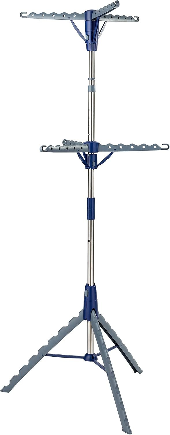 7156knZxKJL._AC_SL1500_.jpg Chrome Plated Double Tier Folding Tripod Drying Rack - Image 1
