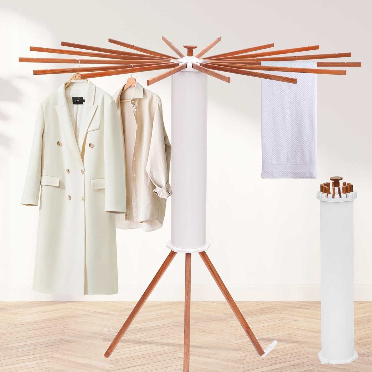 71ox7BMndkL._AC_SL1500_.jpg Childrens Wooden Freestanding Garment Rack - Image 1