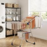 Two-Tier Foldable Bamboo Clothes Drying Rack